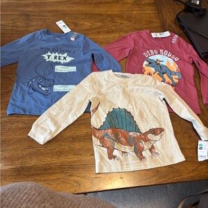 Carter's Dino Adventure Long Sleeve Tees - Blue, Red, Beige